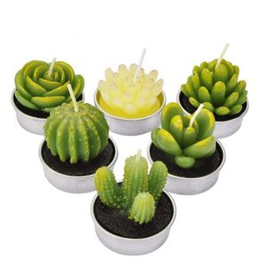 Wholesale Cactus Lotus Tealight Candle Succulent Decorative Cute Mini Candles