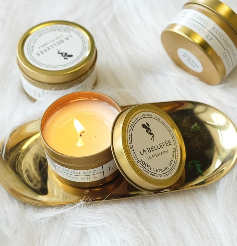 Wholesale Custom Soy Wax Scented Tin Private label Candle for home decor