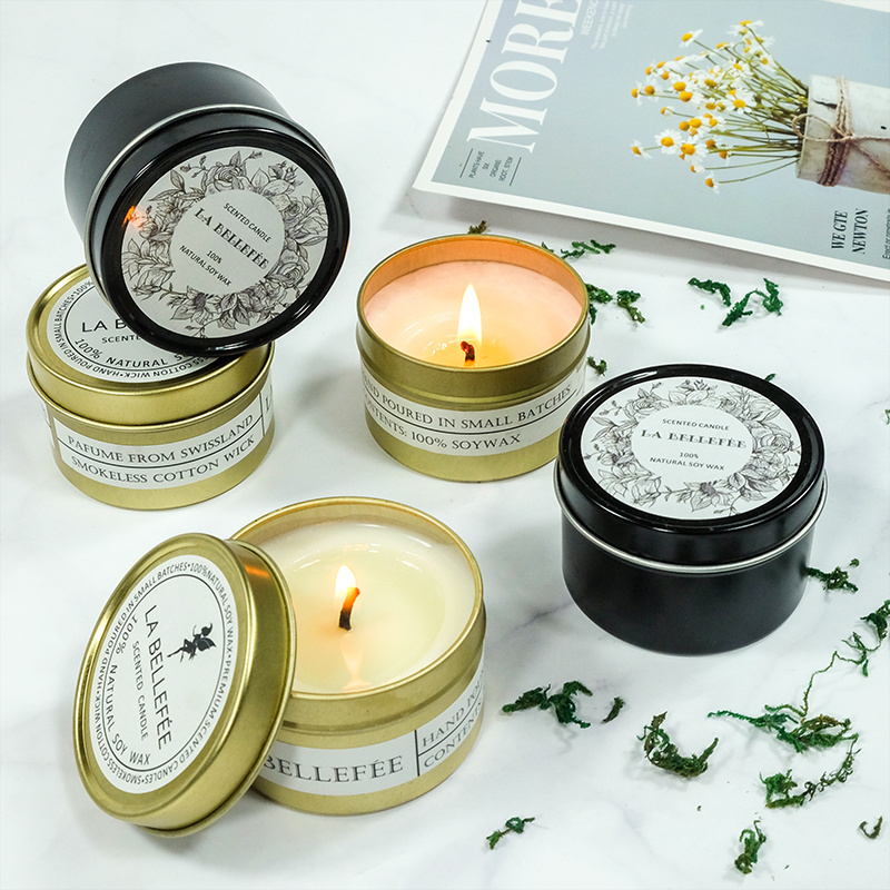 Wholesale Custom Soy Wax Scented Tin Private label Candle for home decor