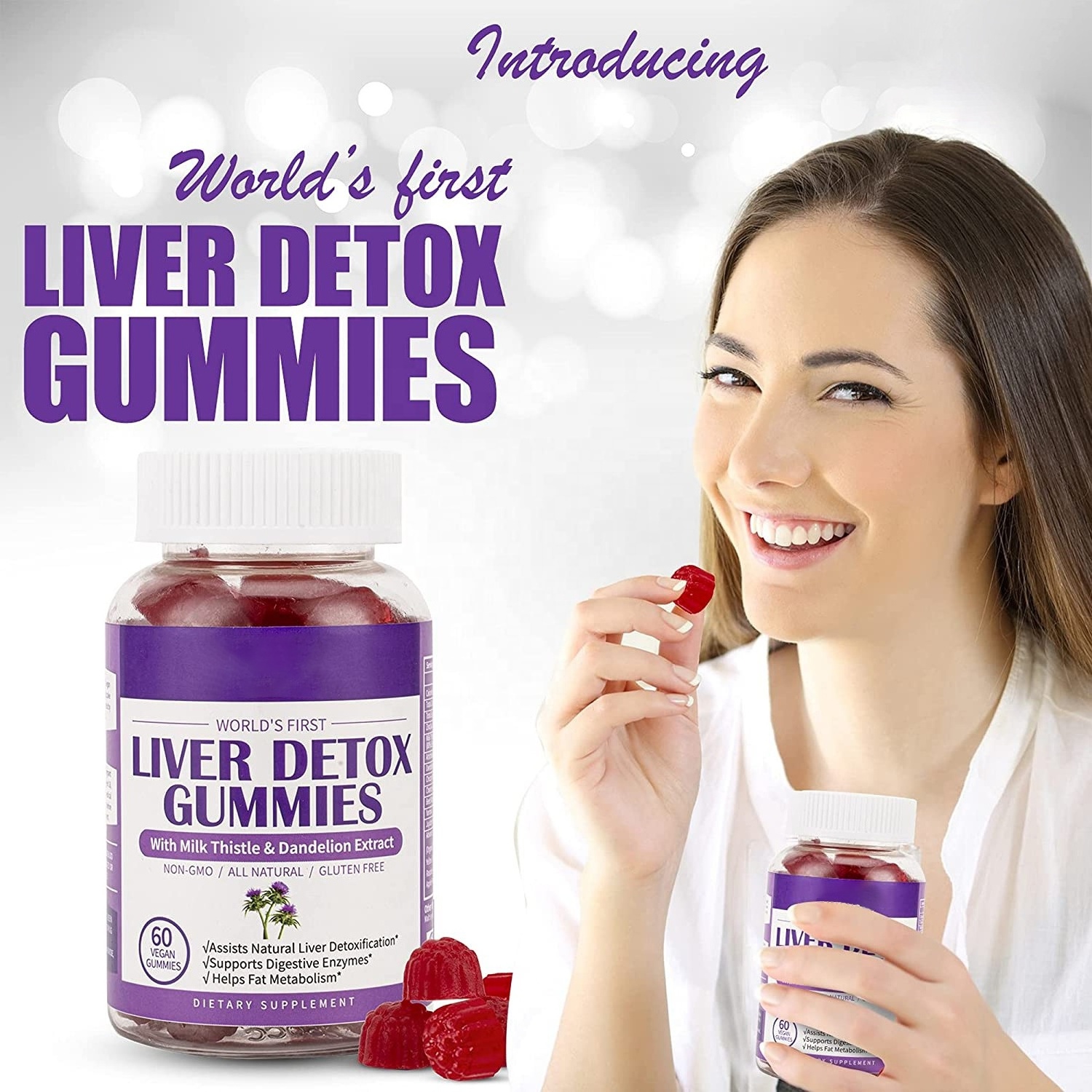 private label Milk thistle gummy liver health antioxidant help hangover anti aging skin glowing liver Detox gummies