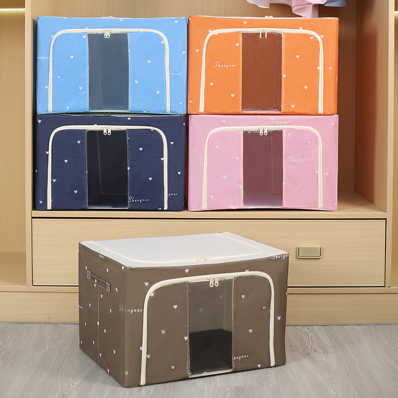 Home Clothes Box Heart Print Clothing Bag Toys Organizer Folding Oxford Cloth Luggage Blanket Quilt Sorting Bag