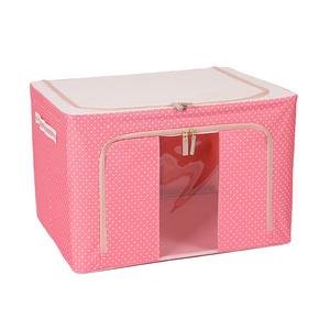 Household Item Oxford Cloth Steel Frame Storage Box,Basket Storage Boxes & Bins Foldable Pink Modern