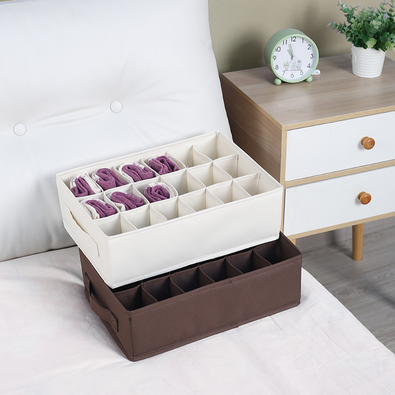 18 Grids Foldable Underwear Organizer Cabinets Drawer Underwear Storage Box Hard Bra Socks Organizer Closet Clothes Storage