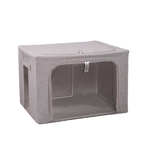 Wholesale 66L New Cation Fabric Storage Box Custom Large Closet Organizer Foldable Storage Cubes Square Shape Box Handles Cloth