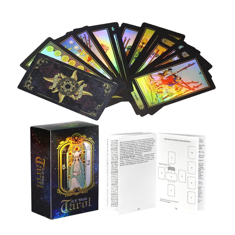 Tarot Deck Fortune Telling Game Cards Custom Design Colorful Card Stock Tarot Cards with Guide Book