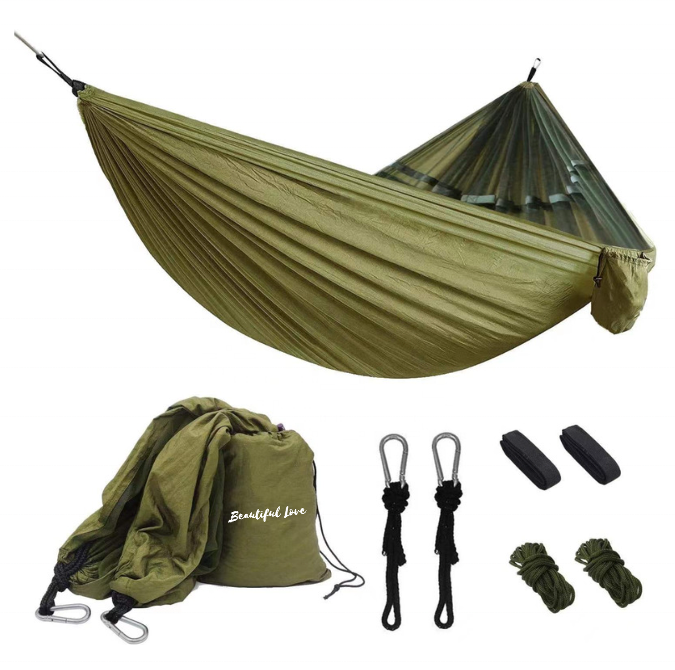 High Quality Nylon Dacron Camping Outdoor Hammock with Mosquito Net Lightweight Portable Double Parachute Hammocks For Hiking