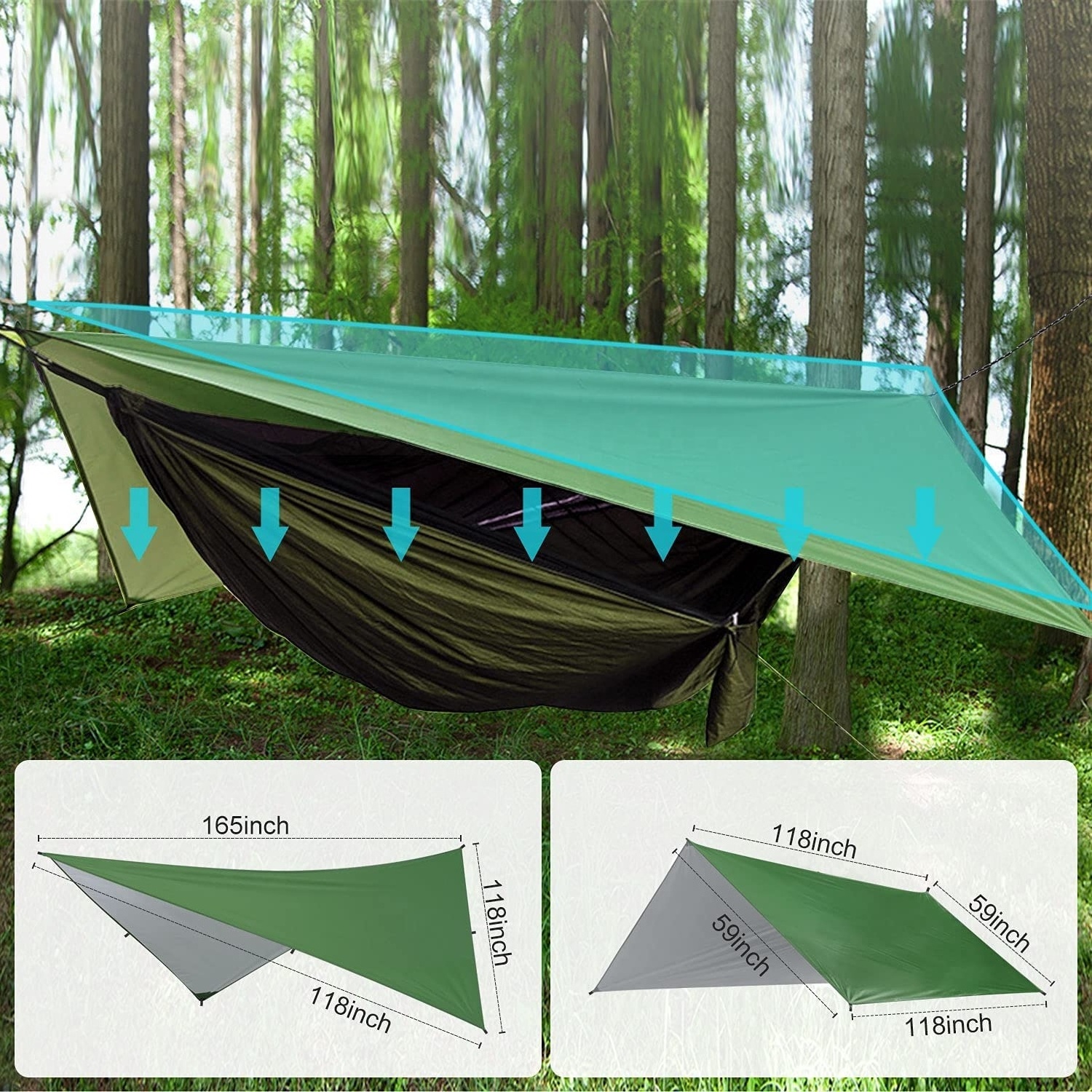 Outdoor Ultralight Camping Rainfly Nylon Travel Hammock with Mosquito Net