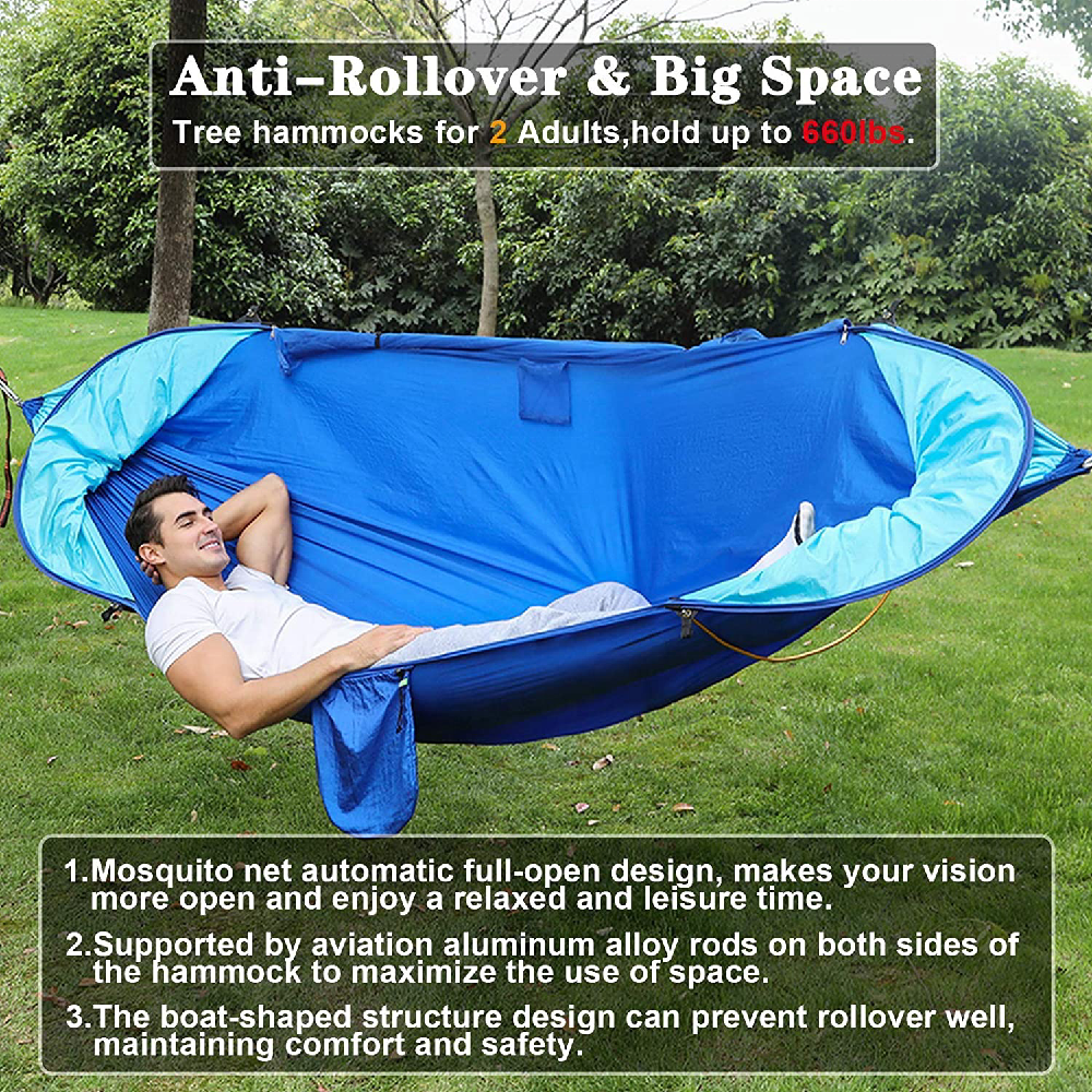 Green Outdoor Camping Products Anti-Rollover Double Hammock with Mosquito Tent Mesh Net