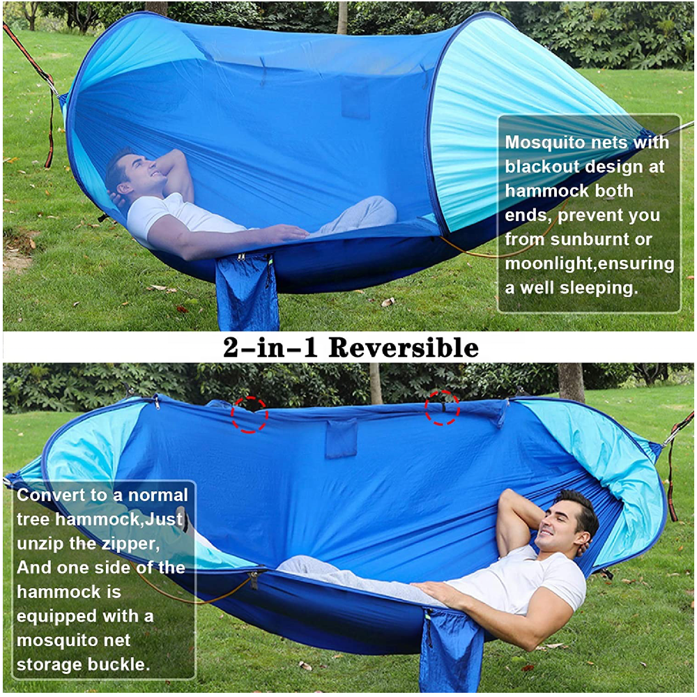 Portable Polyester Mesh Hammock Double Hammock with Mosquito Net Outdoor Swing Bed