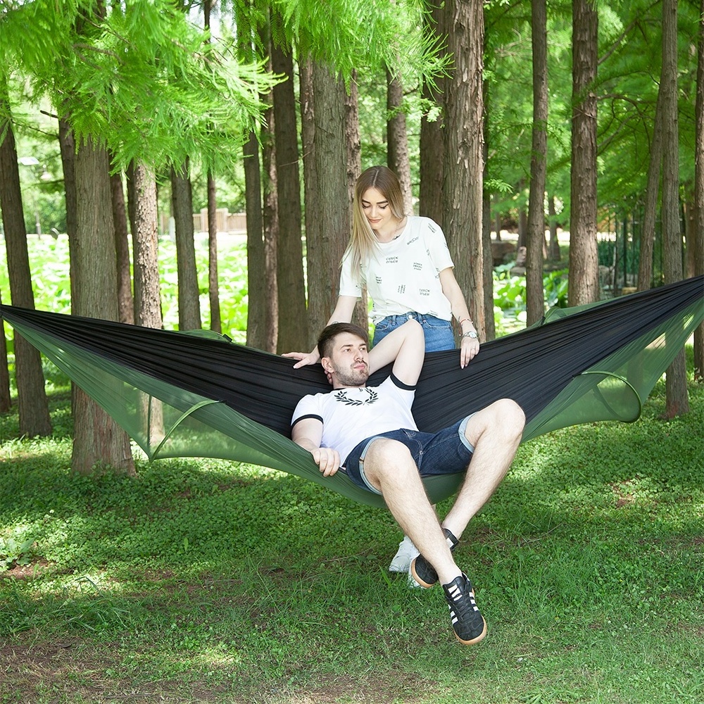 Low-cost portable parachute hammock with mosquito net outdoor camping mosquito net nylon hammock