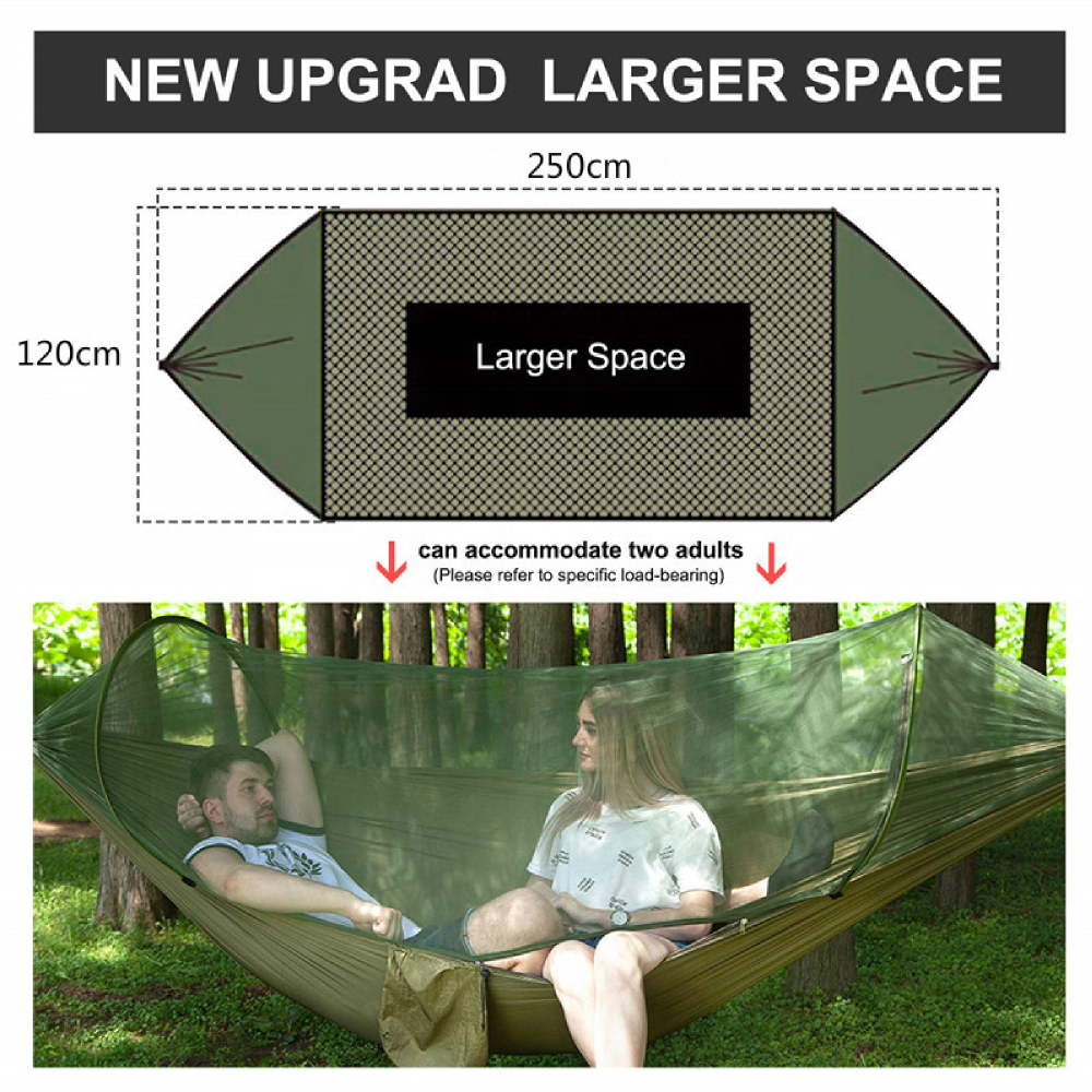 Low-cost portable parachute hammock with mosquito net outdoor camping mosquito net nylon hammock