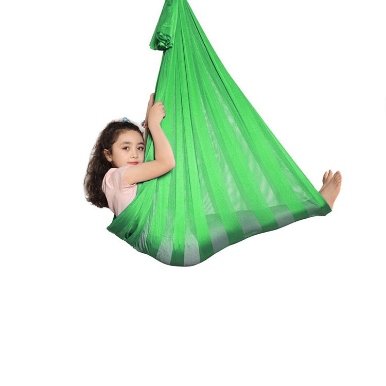 Kids Hanging Cuddle Wrap Swing Seat for Autism ADHD ADD Children Outdoor Nylon Elastic Therapy Aerial Yoga Hammock(Green)