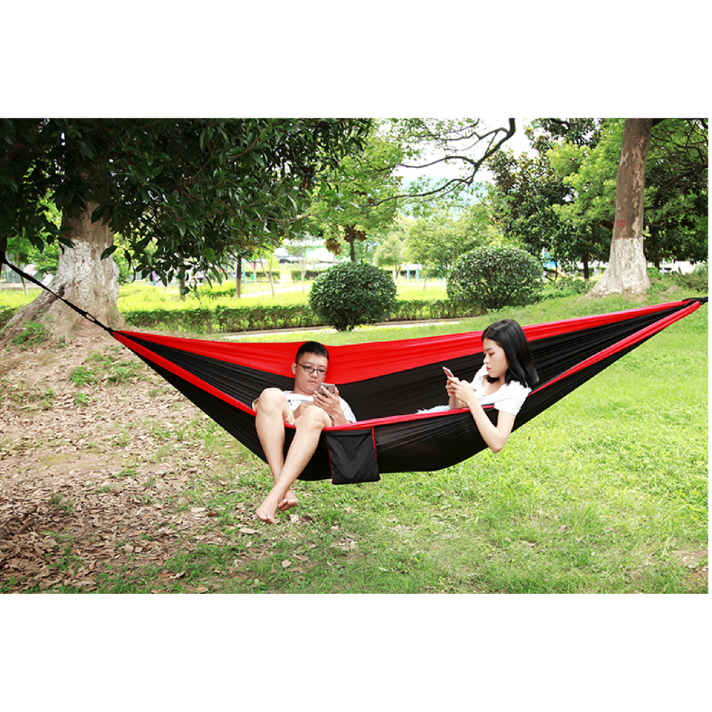 New outdoor double hammock with mosquito net portable hammock with rain fly swing fast open camping hammock tent