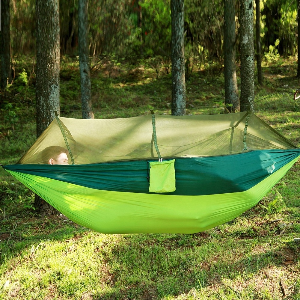 Outdoor portable hammock with mosquito net Outdoor hammock light portable 210T parachute nylon hanging swing hammock chair