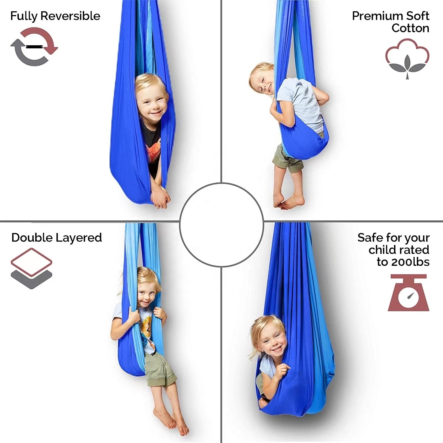 Double Layered Aerial Yoga Hammock Kit Elastic Cuddle Hammock Indoor Sensory Therapy Swing Autism Sensory Toys