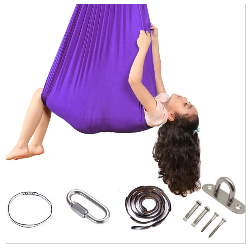 Indoor And Outdoor Pilates High Quality 5m Silk Fabric Hanging Full Set Silk Aerial Trapeze Yoga Hammock Swing Kit