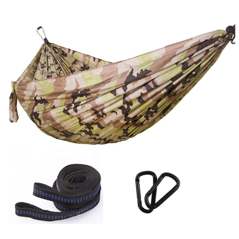 OEM/ODM CUSTOMIZED 210T Nylon 300*200CM Double Camping Outdoor swing hanging Hammock For travel hiking Beach leisure