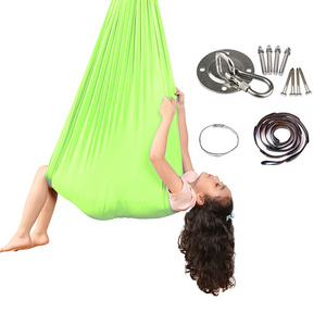 In Stock 100% nylon aerial Yoga Indoor Outdoor Kids Swing Hammocks for Child & Adult with Autism Heavy Duty Hammock Hanging kit