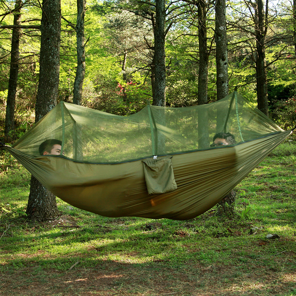 In Stock Fast Delivery 1 or 2 Person Nylon Foldable Portable Mosquito Net Hanging Hammock Tent For Outdoor