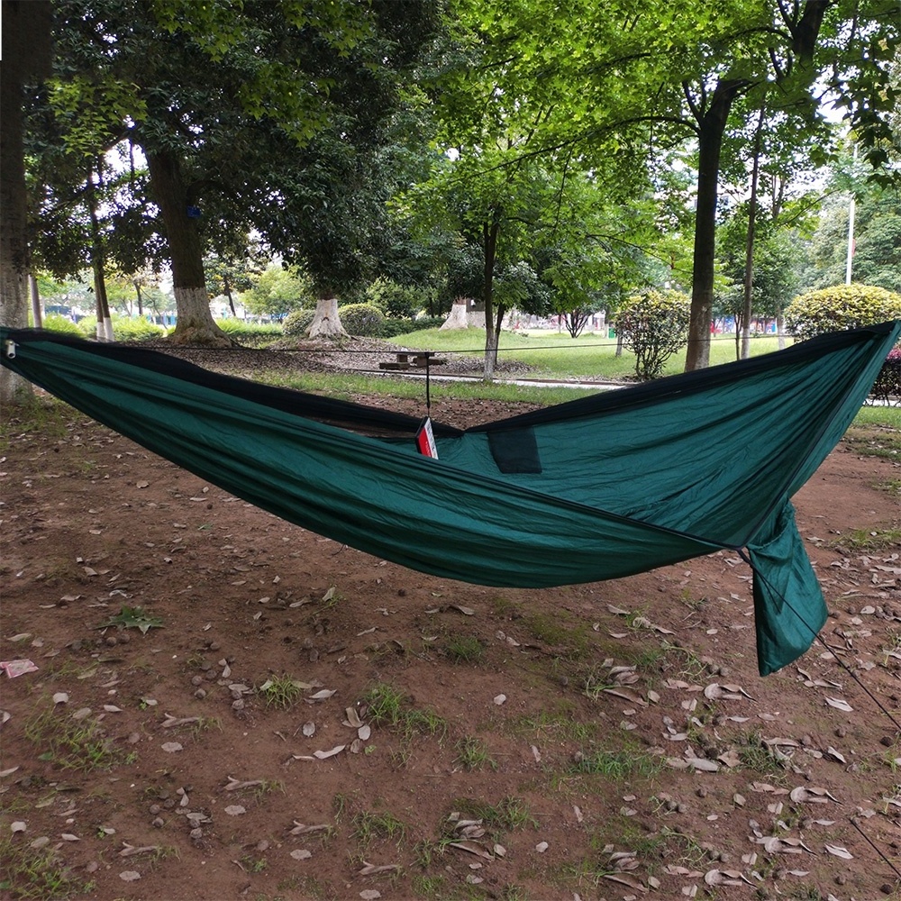 Wholesale 210T/70D Portable Parachute Nylon Camping Mosquito Net Hammock(Dark Green)