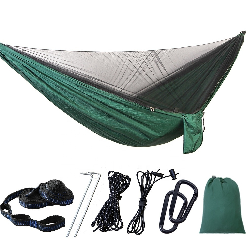 Wholesale 210T/70D Portable Parachute Nylon Camping Mosquito Net Hammock(Dark Green)