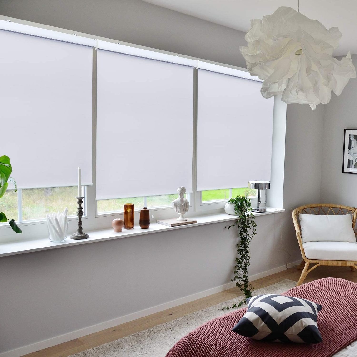 Window Blinds Roller Shades, Thermal Insulated Fabric Roller Blinds for Windows