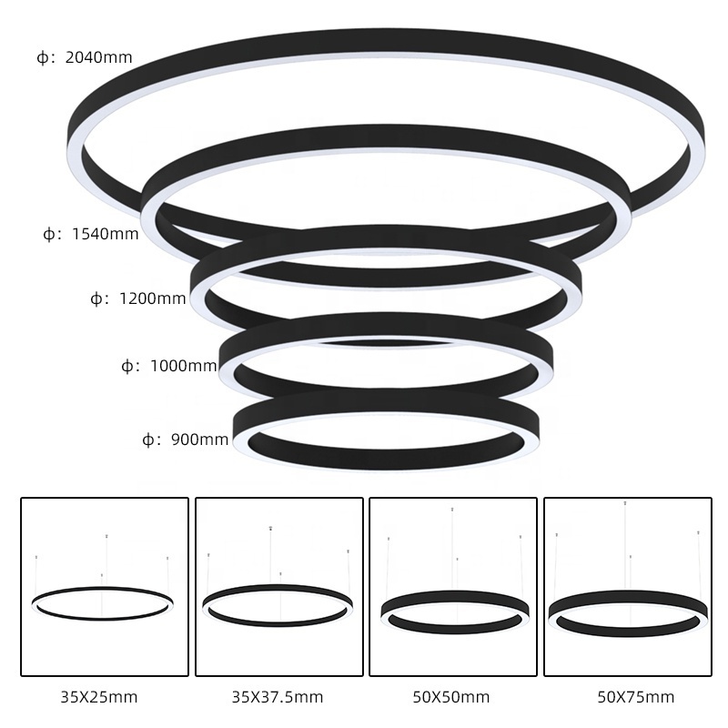 Modern Led Ring Pendant Light Black White Circular Contemporary Pendant Lighting Fixture For Kitchen Island