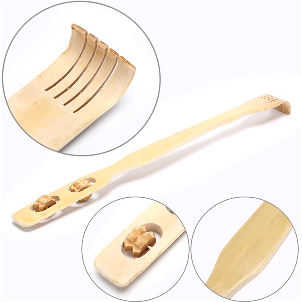 Senxiao  Bamboo Back Scratcher Massage Wheels Wood Back Scratcher Back Massage Itch Scratcher