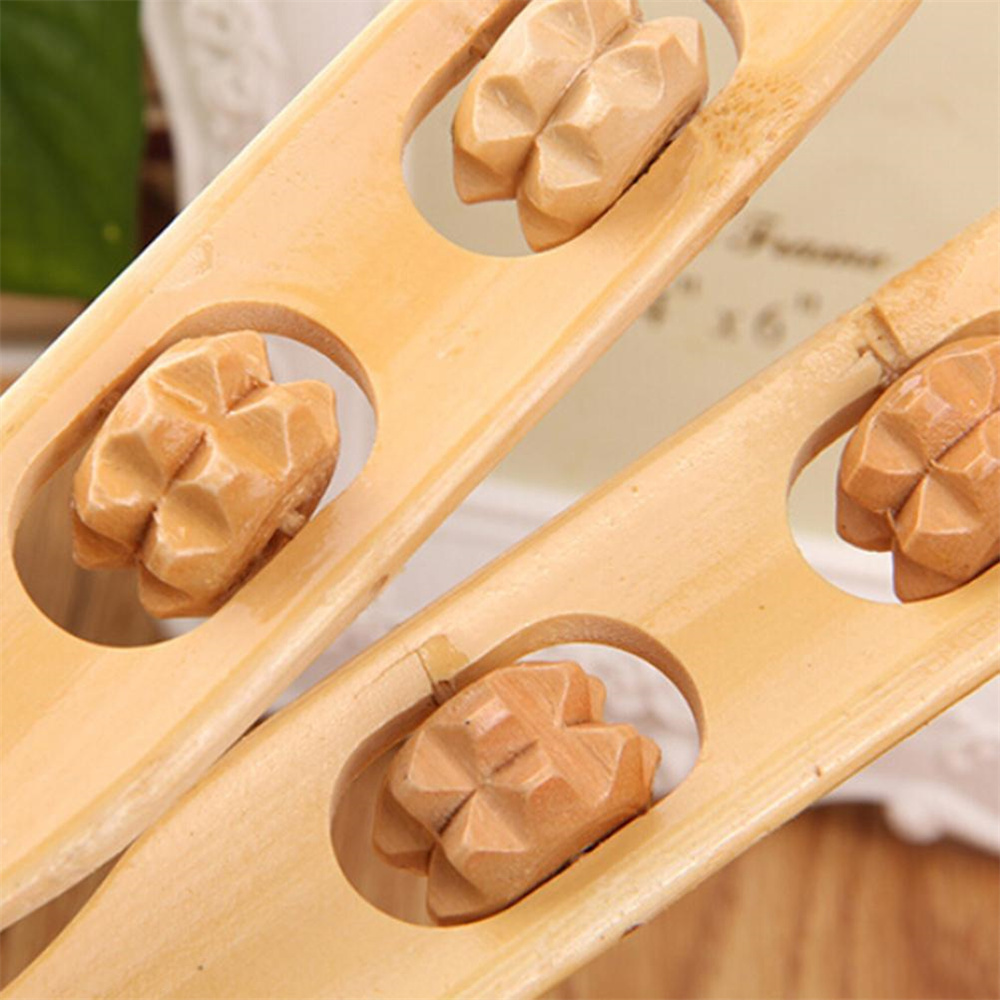 Senxiao  Bamboo Back Scratcher Massage Wheels Wood Back Scratcher Back Massage Itch Scratcher