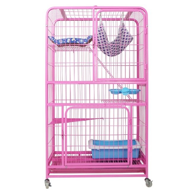 Pet Cat Cage High Quality 4 Layers Platform and Stairs Large Luxury Custom Logo Carton Solid Sustainable Cage Cats Big Size