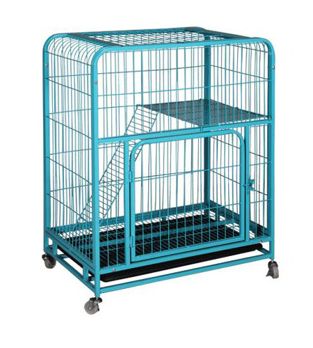 Homey PET INC Folding Wire Cat Ferret Habitat Crate with Casters,Collapsible|Foldable|Lockable Tray and Hammock cat cage