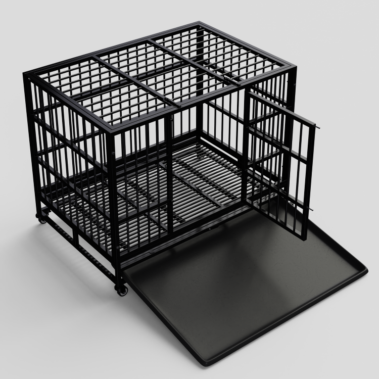 Wholesale Large Pet Dog Cage With3 Sizes Stainless Steel Stackable Foldable Dog Pet Iron Crate Kennels For Breeding And Travel