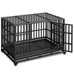 48 Inch  XL Metal Kenneland cage for Large Dog,Escape Proof Dog cratewith Wheels, Removable Heavy Duty Indestructible Dog Crate