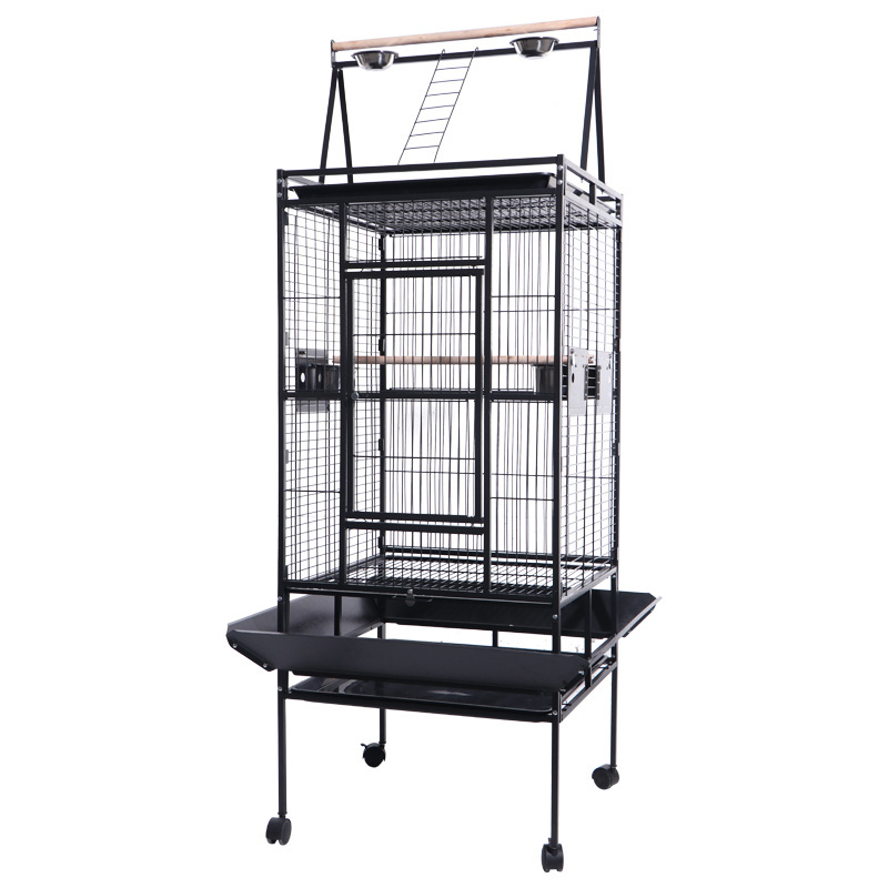 60 Inch with Rolling Stand Play Top and Bird Swing for Parrots Conure Lovebird Cockatiel Parakeets Bird Cage Wrought Iron Animal