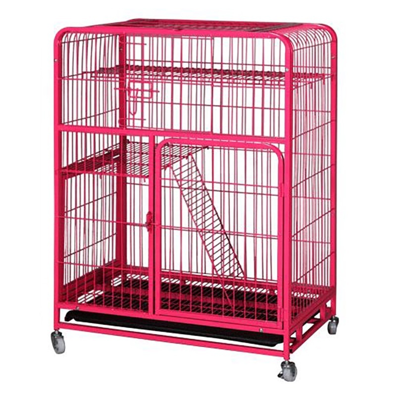 Homey PET INC Folding Wire Cat Ferret Habitat Crate with Casters,Collapsible|Foldable|Lockable Tray and Hammock cat cage