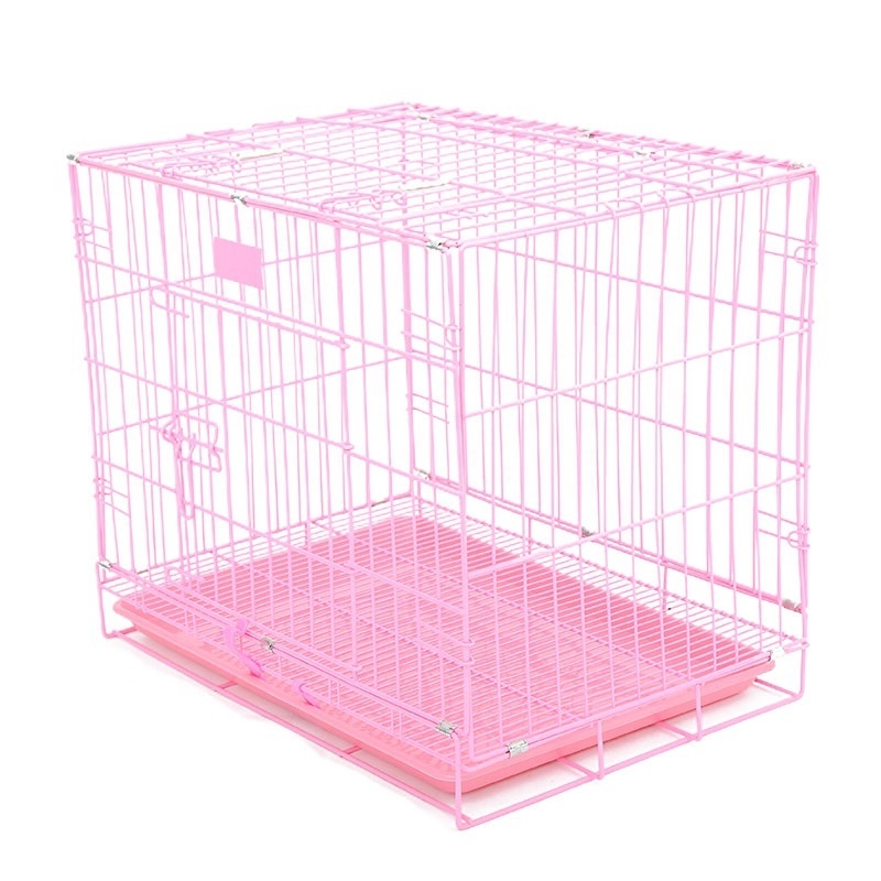 91*56*67cm single-door & double-door folding metal pink/blue dog crate