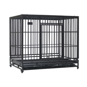 Large Dog Cage Crate Heavy Duty Strong Metal Kennel Playpen with Four Wheels