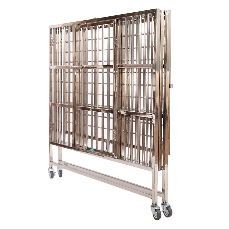 Pet Supplies Stainless Steel Pet Animal Cages Wholesale Stainless steel Dog Crate Cages with Lockable Wheels