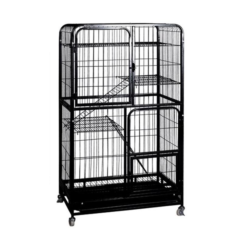 Homey PET INC Folding Wire Cat Ferret Habitat Crate with Casters,Collapsible|Foldable|Lockable Tray and Hammock cat cage