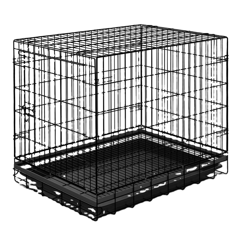 24 inch x 17 inch x 20 inch,Wire cage,Double Door Indoor Portable pet Crate,Foldable Metal Dog Crate with Plastic Tray