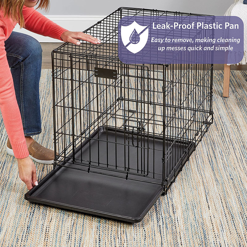 36'' 2 Doors Wire Folding Pet Bird Dog Cat Suitcase Kennel Playpen Crate Dual Latching Cages With Tray