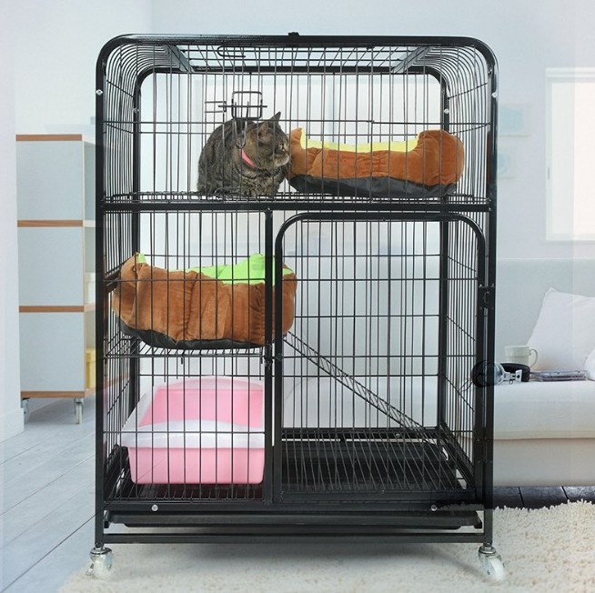 Pet Cat Cage Large Multi-layer Cat Villa Dog Cage Black Custom Logo Carton Solid Pet Cages, Carriers & Houses Leisure 