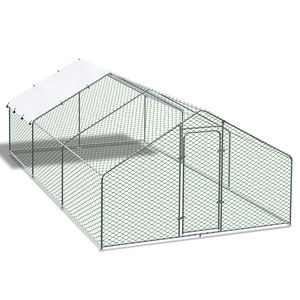 Chicken Run for Yard with Cover Dog Kennel Outdoor Lockable Door Design Large Metal Chicken Coop for 6-10 Chickens