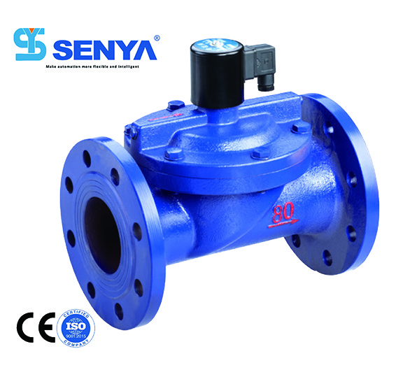 SENYA High Quality Normally Closed Diaphragm Flange Water Solenoid Valve DC24V Cast Iron Solenoid Valve