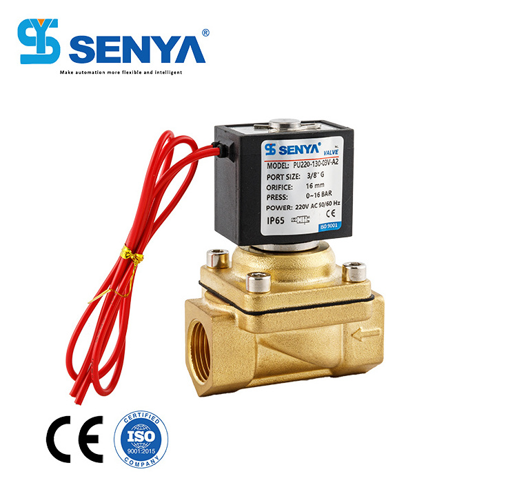 SENYA PU220 High Pressure Water Oil Air Compressed Brass Solenoid Valve Normally Closed Water Solenoid Valve