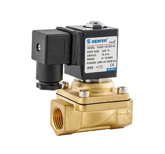 SENYA PU220 High Pressure Water Oil Air Compressed Brass Solenoid Valve Normally Closed Water Solenoid Valve