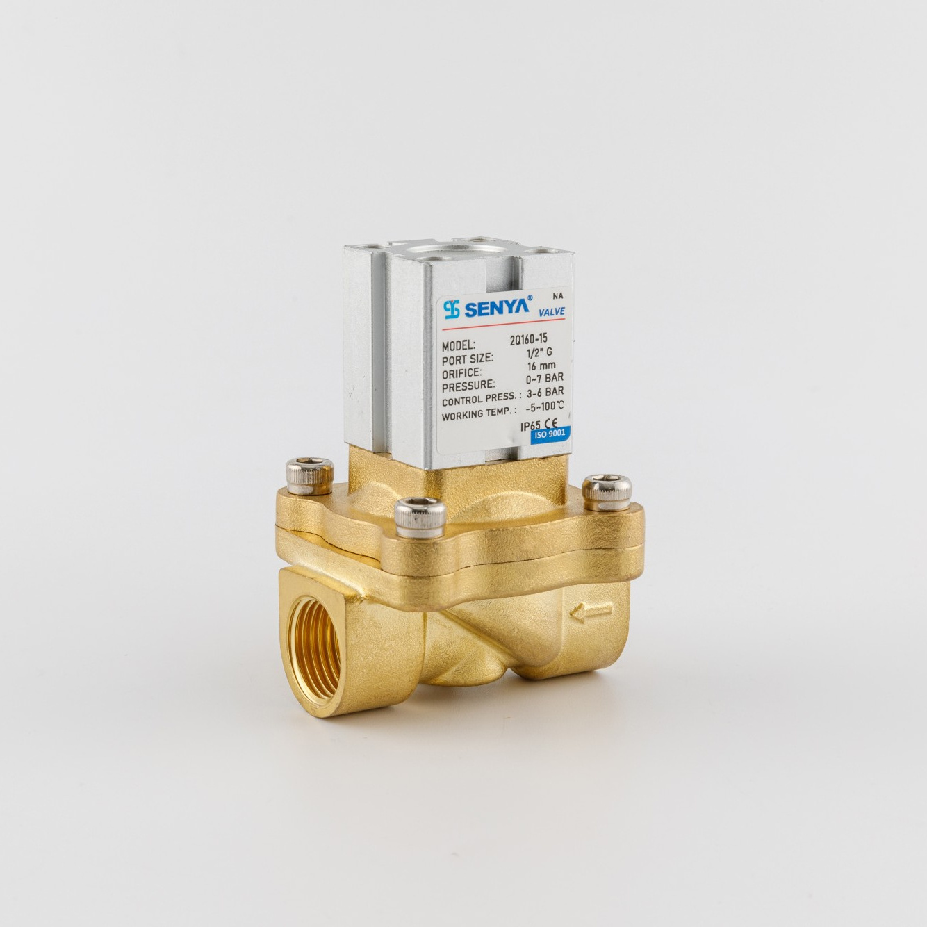 2Q160 Brass Aluminum Alloy Air Control Valve 2/2 Way Normal Close Brass Pneumatic Air Control Valve