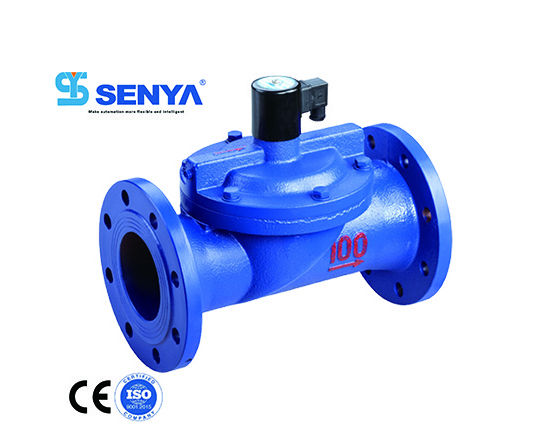 SENYA High Quality Normally Closed Diaphragm Flange Water Solenoid Valve DC24V Cast Iron Solenoid Valve