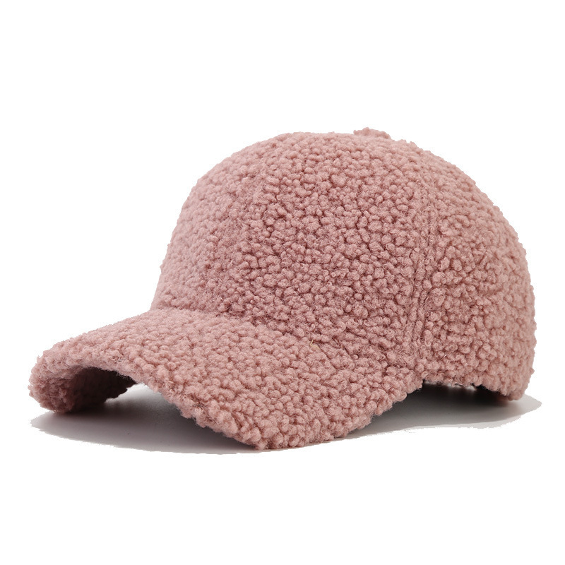 Solid Fashion Lamb Wool Hat For Women Teddy Fleece Sports Comfortable Warm Winter Outdoor Wear 3D Embroidery Baseball Caps