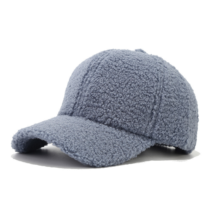 Solid Fashion Lamb Wool Hat For Women Teddy Fleece Sports Comfortable Warm Winter Outdoor Wear 3D Embroidery Baseball Caps